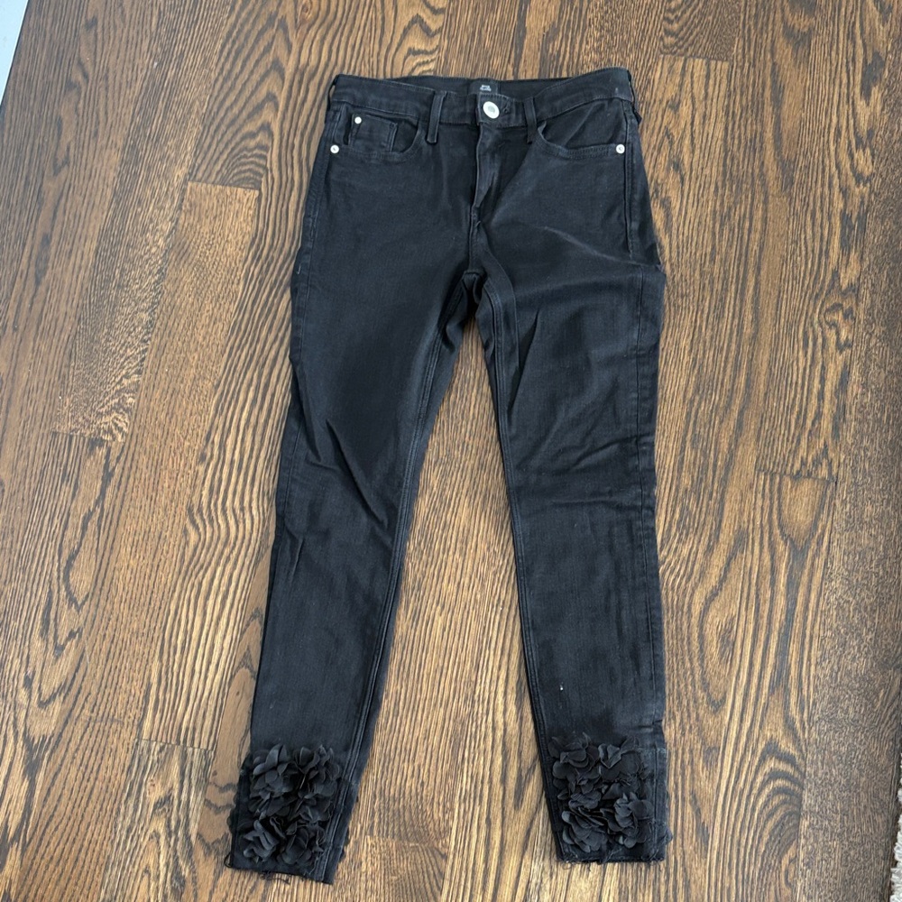 River Island Black Jeans with Floral Hem